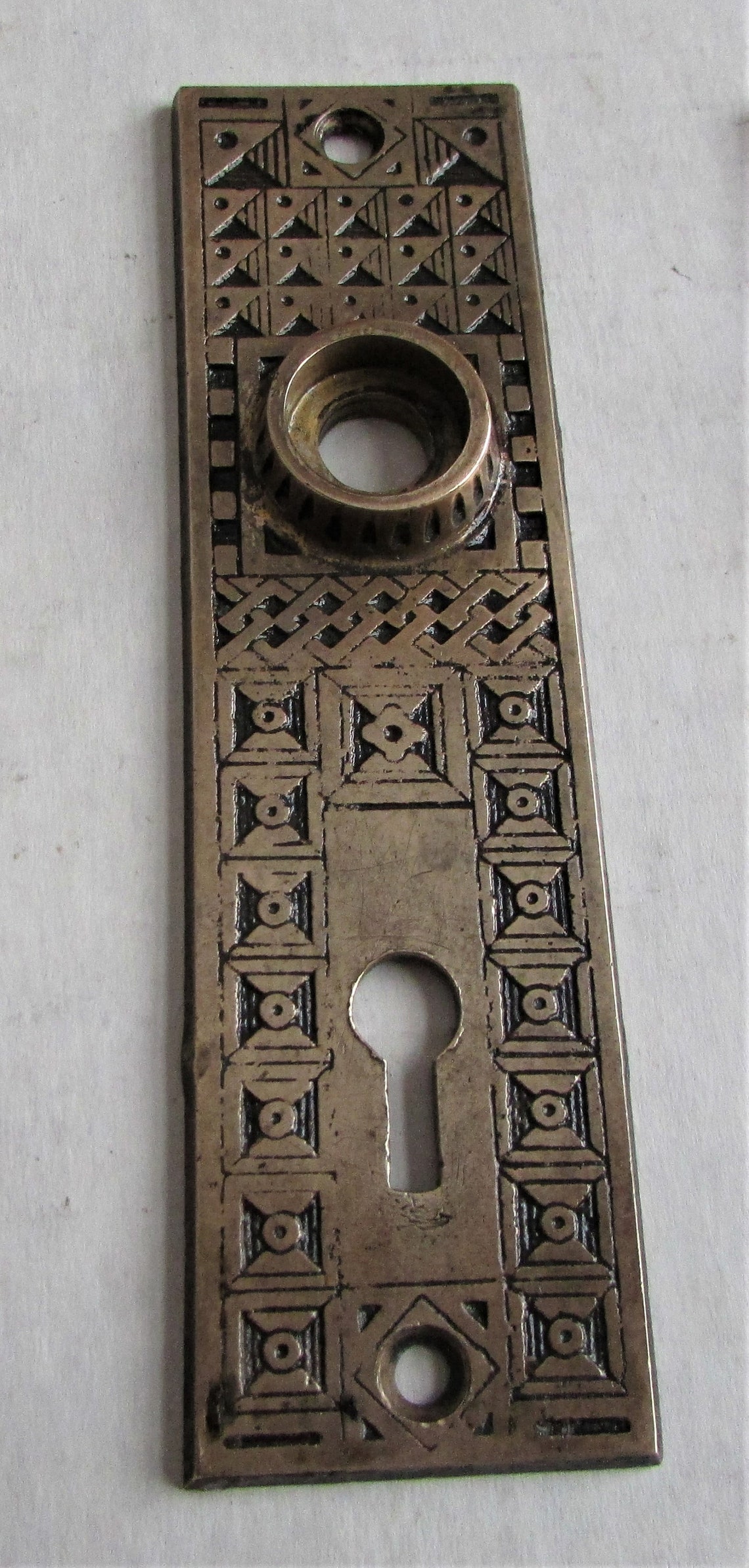 Antique Door Knob Backplate Eastlake Floral Bronze Etsy