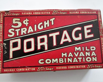 Antique 5 Cent Straight Portage Mild Havana Combination Tobacco Tin Made in Pennsylvania Factory 771