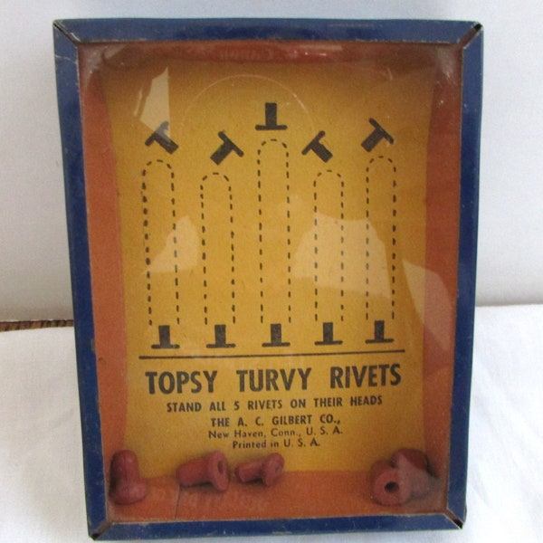 The  A.C. Gilbert Co. Topsy Turvy Rivets Puzzle Hand Dexterity Toy