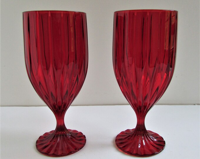 Vintage Crystal Mikasa Ruby Red Park Lane Iced Tea Glasses Set of 2 7 1
