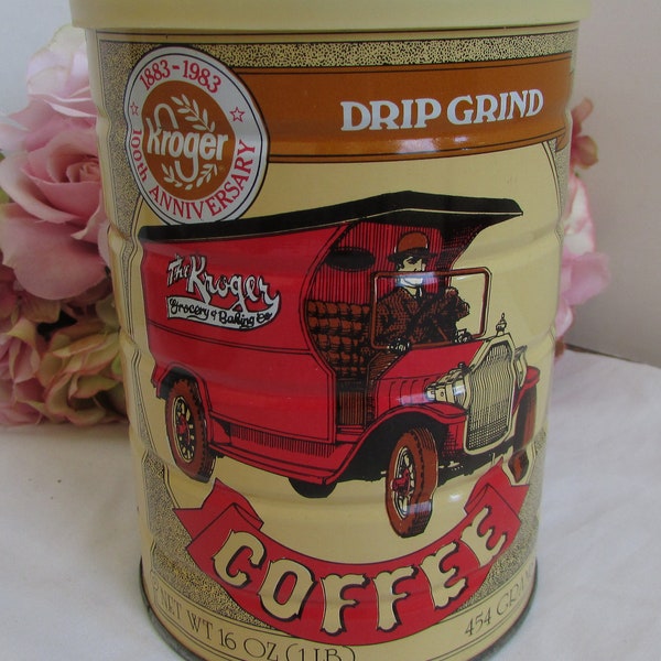 Vintage Kroger 100th Anniversary Drip Grind Coffee Tin Can