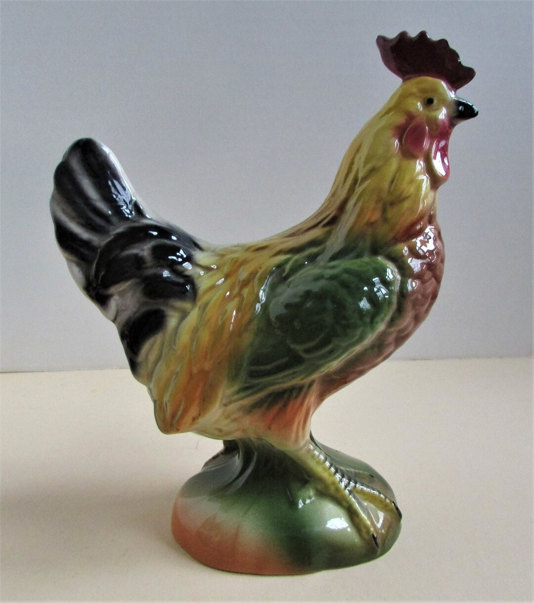 Vintage Ceramic Rooster Figurine Etsy