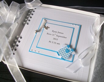 Personalised Baby Boy Photo Album With Interleaving,8 x 8 Pram Design Boxed