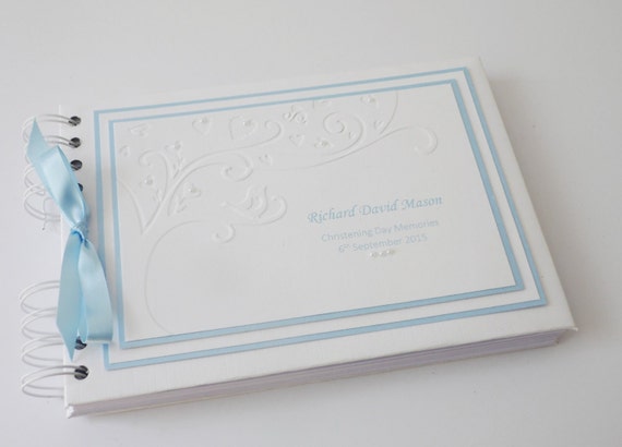Baby Boy Personalised Photo Album With Interleaving,A5 With Embossed Ducks,Boxed