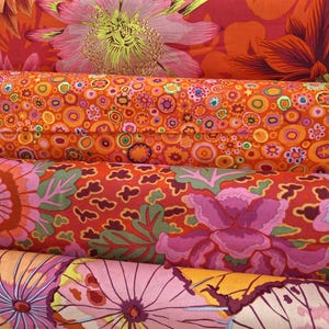Kaffe Fassett Collective Quilter&#39;s Cotton By The Half Yard Red Orange Yellow