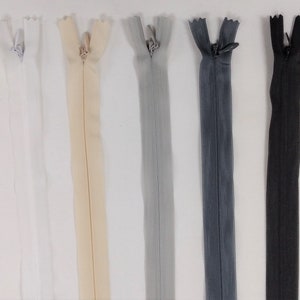 Invisible Zippers Neutral Colors Invisible Zippers White Grey Cream Black Several Different Sizes and Colors