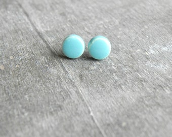 surgical steel turquoise studs drop studs Earrings Ceramic turquoise drop studs earrings ceramic jewelry hypoallergenic jewelry