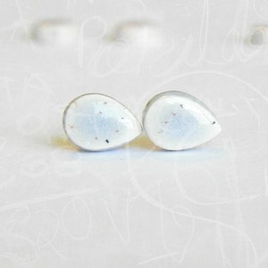Tiny Stud Earrings Blueberry Drop Porcelain Earrings, Raindrop Shape Ceramic Earrings, Hypoallergenic Post image 4