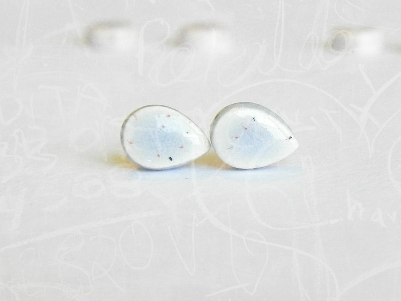 Tiny Stud Earrings Blueberry Drop Porcelain Earrings, Raindrop Shape Ceramic Earrings, Hypoallergenic Post image 4