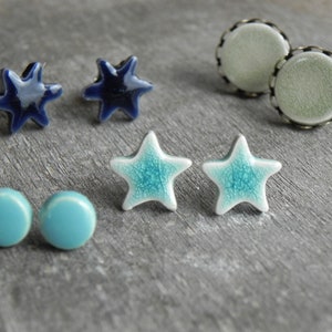 Tiny Ceramic Errings Stud Any of 3 Pairs Light Weight Porcelain Earrings image 2