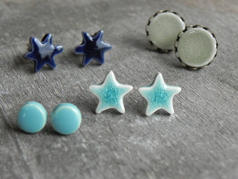 Tiny Ceramic Errings Stud Any of 3 Pairs Light Weight Porcelain Earrings image 2