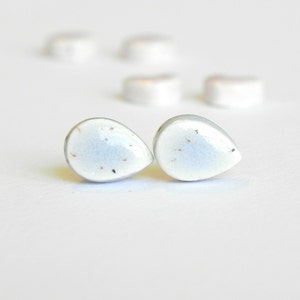 Tiny Stud Earrings Blueberry Drop Porcelain Earrings, Raindrop Shape Ceramic Earrings, Hypoallergenic Post image 3