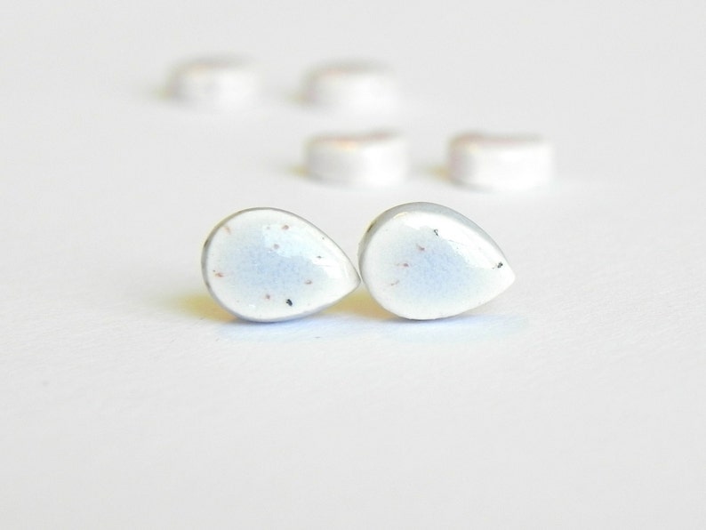 Tiny Stud Earrings Blueberry Drop Porcelain Earrings, Raindrop Shape Ceramic Earrings, Hypoallergenic Post image 3