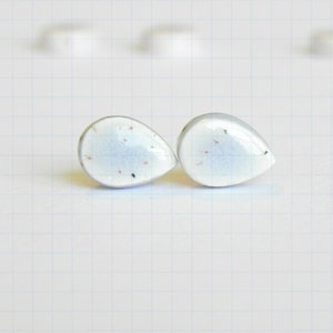 Tiny Stud Earrings Blueberry Drop Porcelain Earrings, Raindrop Shape Ceramic Earrings, Hypoallergenic Post image 1