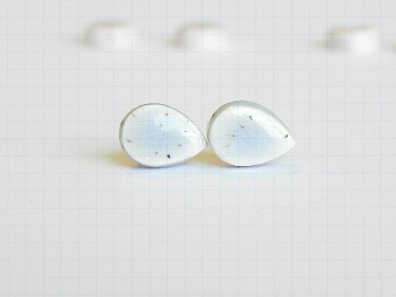 Tiny Stud Earrings Blueberry Drop Porcelain Earrings, Raindrop Shape Ceramic Earrings, Hypoallergenic Post image 1