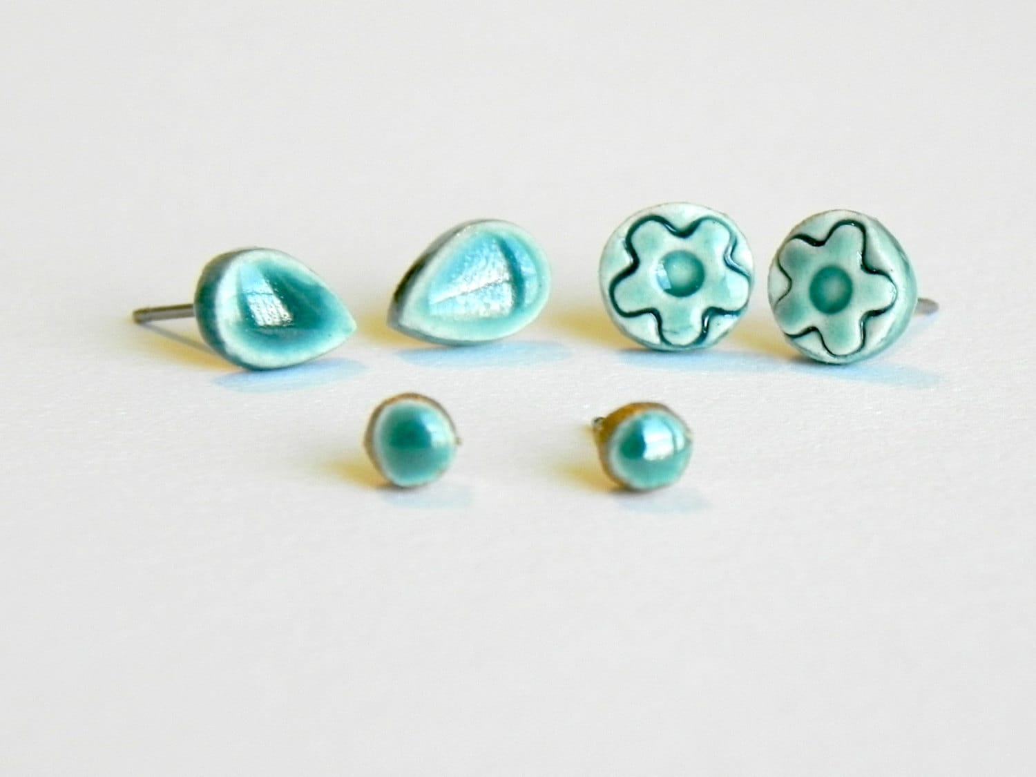 The Green Hive Earrings in Platinum (Pierced) main image 1