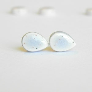 Tiny Stud Earrings Blueberry Drop Porcelain Earrings, Raindrop Shape Ceramic Earrings, Hypoallergenic Post image 2