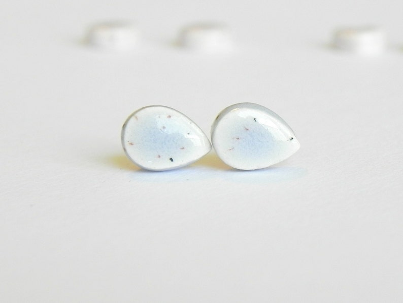 Tiny Stud Earrings Blueberry Drop Porcelain Earrings, Raindrop Shape Ceramic Earrings, Hypoallergenic Post image 2
