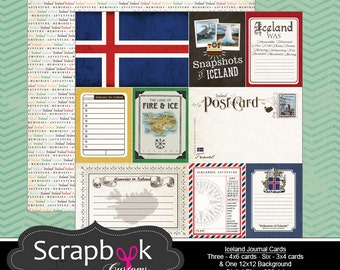 Iceland Journal Cards. Digital Scrapbooking. Project Life. Instant Download.