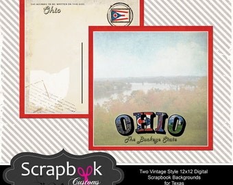 Ohio Digital Scrapbook Paper. Vintage. Instant Download.