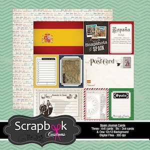 Spanje Journal kaarten. Digitale Scrapbooking. Project leven. Direct downloaden. Verenigde Staten van Amerika. 4th of July