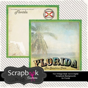 Florida carta Scrapbook digitale. Annata. Download immediato.