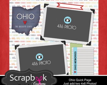 Ohio Quickpage. Digital Scrapbooking Paper. Instant Download.