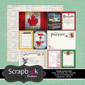 Cartões de diário do Canadá. Scrapbook digital. Projeto Vida. Download instantâneo.