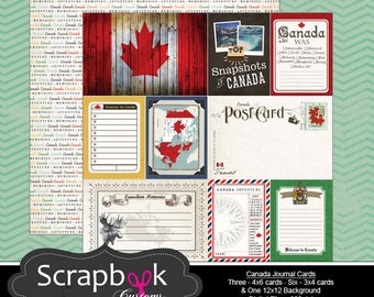 Canada Journal Cards. Digital Scrapbooking. Project Life. Instant Download.