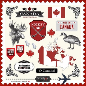 Canada Embellishments. Digital Scrapbooking. Instant Download.