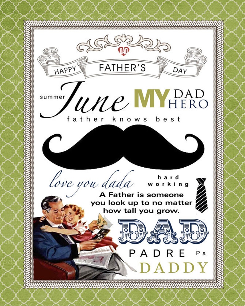 June Subway Art. Father's Day Printable. Instant Download. image 1