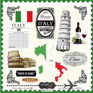 Italy Embellishments. Digital Scrapbooking. Instant Download.