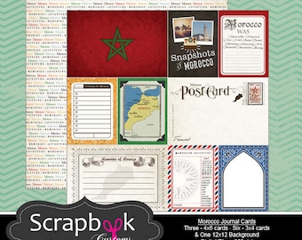 Morocco Journal Cards. Digital Scrapbooking. Project Life. Instant Download.