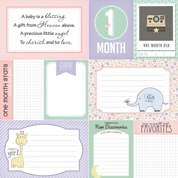 Digital Project Life Baby Girl Edition Scrapbook Stickers
