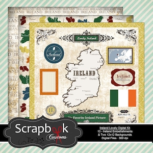 Scrapbooking digital de Irlanda. Descarga instantánea.