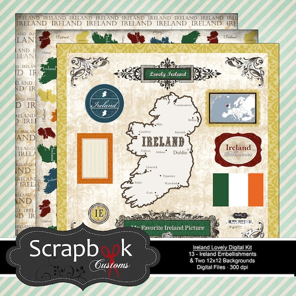 Ireland Scrapbook Stickers Etsy