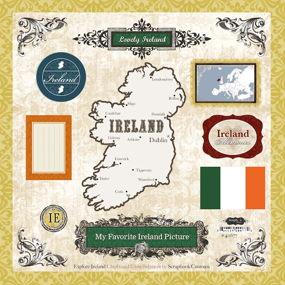 Paper House Ireland Travel Scrapbook Stickers - 2D Dimensional Vacation Stickers