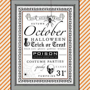 October Subway Art. Halloween Printable. Instant Download.