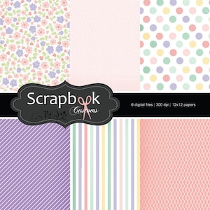 Baby Girl Backgrounds. Digital Scrapbooking. Project Life. Instant Download.