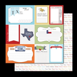 Cartões de diário do Texas. Scrapbook digital. Projeto Vida. Download instantâneo.