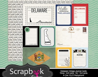 Delaware Journal Cards. Digital Scrapbooking. Project Life. Instant Download.