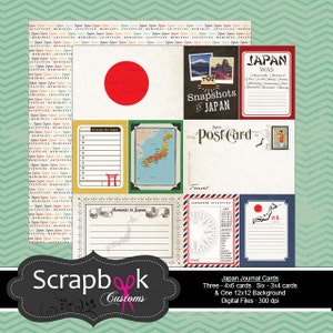 Cartões de diário do Japão. Scrapbook digital. Projeto Vida. Download instantâneo.