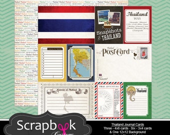 Thailand Journal Cards. Digital Scrapbooking. Project Life. Instant Download.