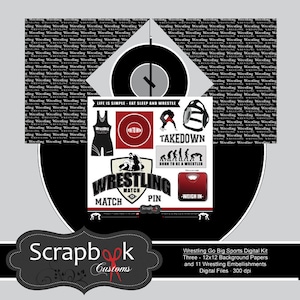 Scrapbooking digitale di wrestling. Download immediato.