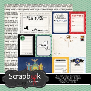 Carte di giornale dell'annata di New York. Scrapbooking digitale. Vita di progetto. Download immediato.