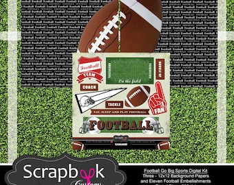Football Digital Scrapbooking. Instant Download.