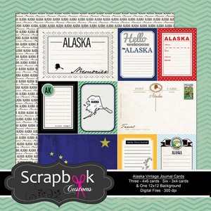 Alaska carte di giornale. Scrapbooking digitale. Progetto di vita. Download immediato.