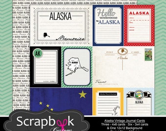 Alaska Journal Cards. Digital Scrapbooking. Project Life. Instant Download.