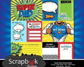 Superhero Dad Journal Cards. Instant Download. Digital. Scrapbooking. Project Life. Super Dad.