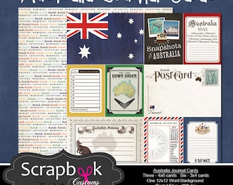 Australia Journal Cards. Digital Scrapbooking. Project Life. Instant Download.